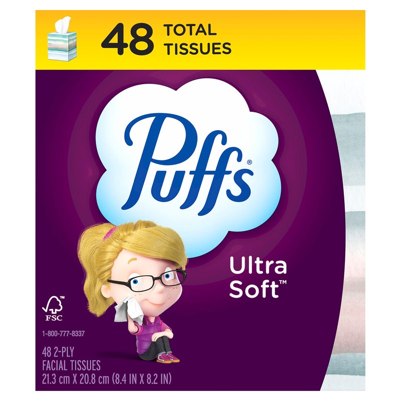Puffs Ultra Soft Non-Lotion Facial Tissues, 1 Cube, 48 Tissues Per Box - Image 1